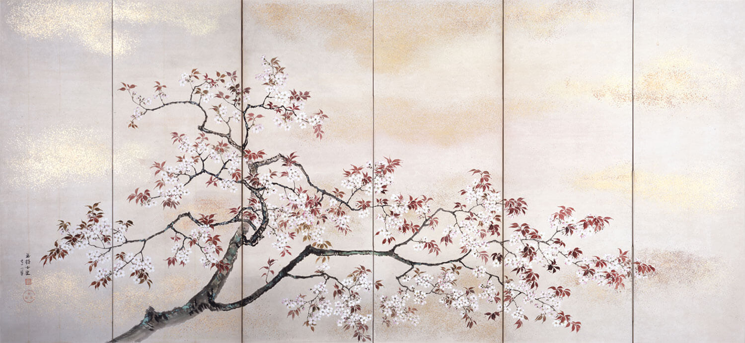 跡見玉枝《桜花図屏風》画像